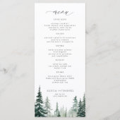 Rustieke berg dennenbos bruiloft menu (Voorkant)
