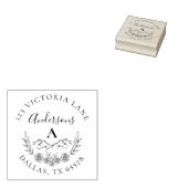 Rustieke berg & Elegant Initiaal retouradres Rubberstempel (Gestempeld)