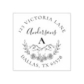 Rustieke berg & Elegant Initiaal retouradres Rubberstempel (Afrduk)