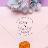 Rustieke berg & Elegant Initiaal retouradres Zelfinktende Stempel