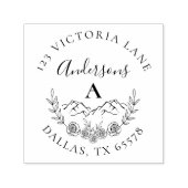 Rustieke berg & Elegant Initiaal retouradres Zelfinktende Stempel (Design)