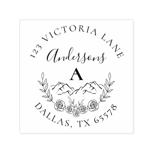 Rustieke berg & Elegant Initiaal retouradres Zelfinktende Stempel (Design)