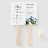 Rustieke berg geïllustreerde tijdlijn | Bruiloft Handwaaier (Voorkant en achterkant)