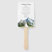 Rustieke berg geïllustreerde tijdlijn | Bruiloft Handwaaier (Achterkant)