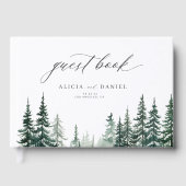 Rustieke berg groen bos dennenbos bruiloft gastenboek (Voorkant)