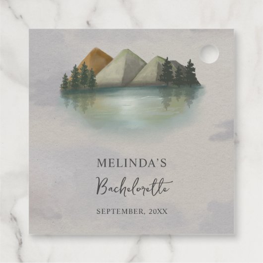 Rustieke Berg & Lake Bachelorette Weekend Bedankjes Labels (Achterkant)