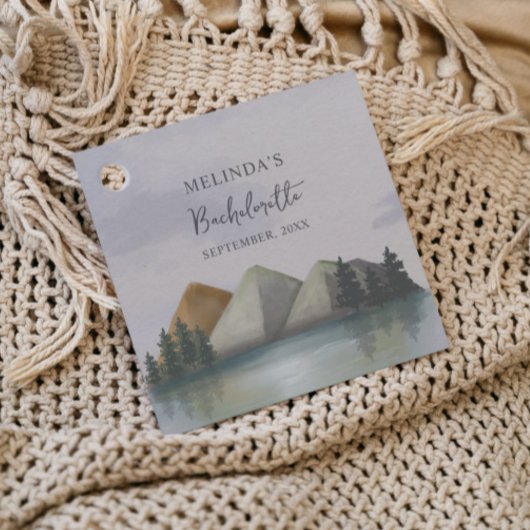 Rustieke Berg & Lake Bachelorette Weekend Bedankjes Labels