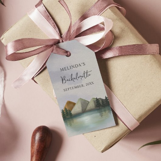 Rustieke Berg & Lake Bachelorette Weekend Cadeaulabel