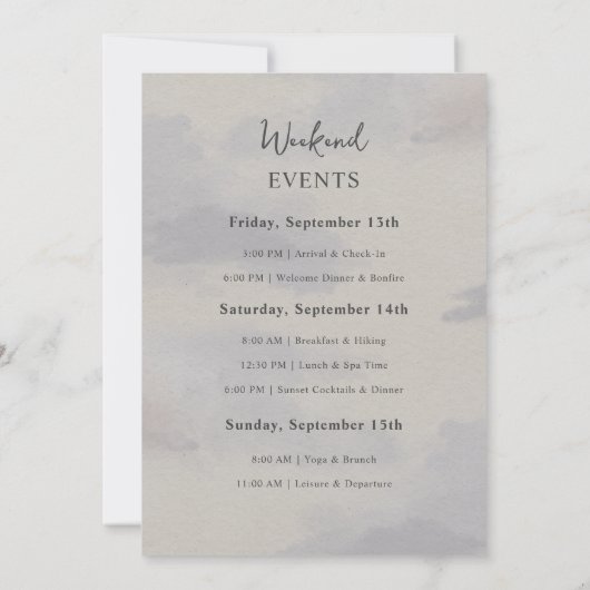 Rustieke Berg & Lake Bachelorette Weekend Kaart (Achterkant)