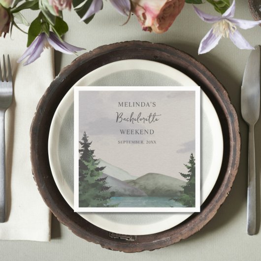 Rustieke Berg & Lake Bachelorette Weekend Servet