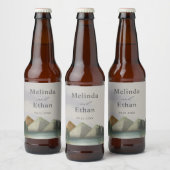 Rustieke Berg & Lake Evergreen bruiloft Bier Etiket (Flessen)