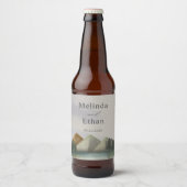 Rustieke Berg & Lake Evergreen bruiloft Bier Etiket (Voorkant)