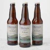 Rustieke Berg & Lake Evergreen bruiloft Bier Etiket (Flessen)