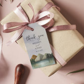 Rustieke Berg & Lake Evergreen bruiloft Cadeaulabel