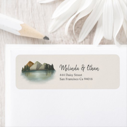 Rustieke Berg & Lake Evergreen bruiloft Etiket (Insitu)