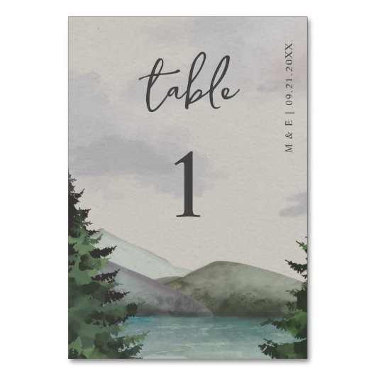 Rustieke Berg & Lake Evergreen bruiloft Kaart (Achterkant)