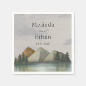 Rustieke Berg & Lake Evergreen bruiloft Servet (Voorkant)