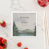 Rustieke Berg & Lake Evergreen bruiloft Servet (Insitu)