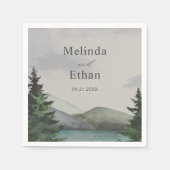 Rustieke Berg & Lake Evergreen bruiloft Servet (Voorkant)