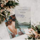 Rustieke Berg & Lake Evergreen Save The Date Kaart