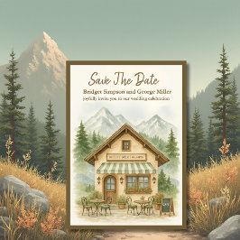 Rustieke berg monogram trouw 'save the date' kaart
