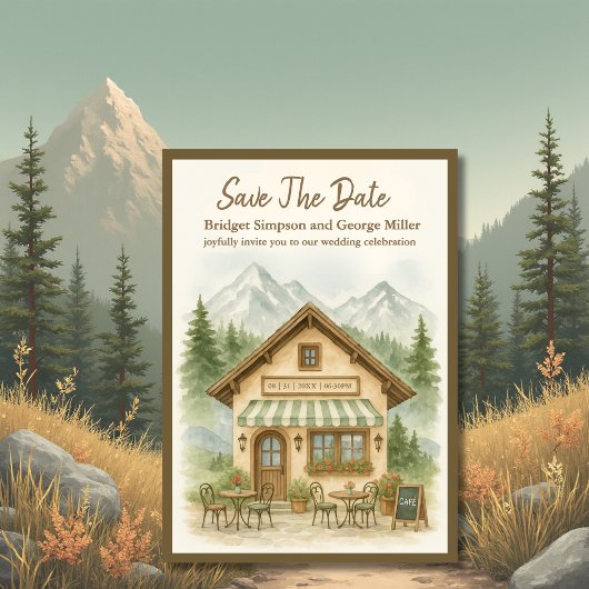 Rustieke berg monogram trouw 'save the date' kaart