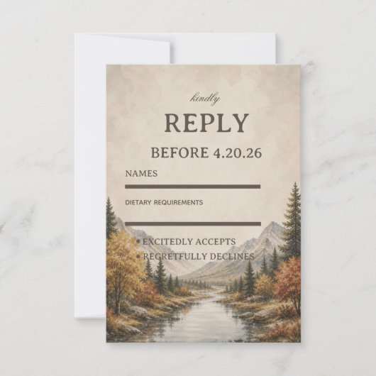 Rustieke Berg RSVP Kaartje (Voorkant)