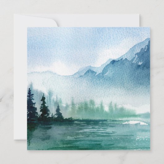 Rustieke Berg Vuurvliegjes Watercolor Bruiloft Kaart (Achterkant)