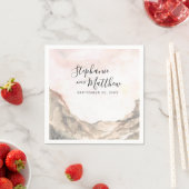 Rustieke Berg Waterverf Roze Bruiloft Servet (Insitu)