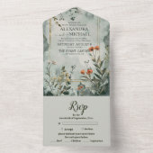 Rustieke Berg Wilde Bloem Boho Bruiloft All In One Uitnodiging (Binnen)