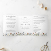 Rustieke Berg Wilde Bloem | Boho Bruiloft Drieluik Uitnodiging (Binnen)