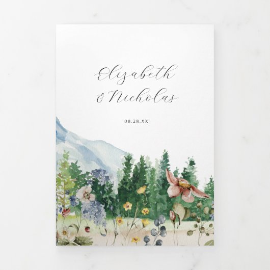 Rustieke Berg Wilde Bloem | Boho Bruiloft Drieluik Uitnodiging (Cover)