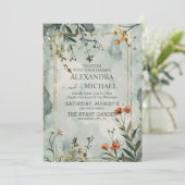 Rustieke berg Wildflower Boho bruiloft Kaart (Staand voorkant)