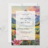 Rustieke berg Wildflower Landschap Bruiloft Kaart (Voorkant)
