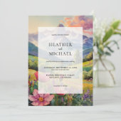 Rustieke berg Wildflower Landschap Bruiloft Kaart (Staand voorkant)