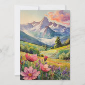 Rustieke berg Wildflower Landschap Bruiloft Kaart (Achterkant)