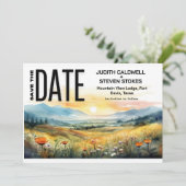 Rustieke Berg & Wildflower Save The Date (Staand voorkant)