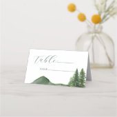 Rustieke berg Woodland Pine Tree bruiloft Tafel N Plaatskaartje (Voorkant)