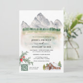Rustieke berg Wyoming bestemming bruiloft Kaart (Staand voorkant)