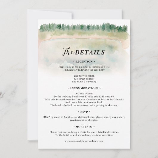 Rustieke berg Wyoming bestemming bruiloft Kaart (Achterkant)
