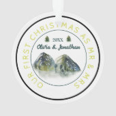 Rustieke bergboom Eerste Kerstmis als Mr & Mrs Ornament (achterkant)