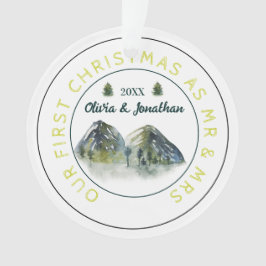 Rustieke bergboom Eerste Kerstmis als Mr & Mrs Ornament