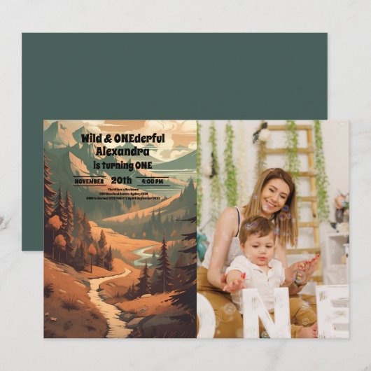 Rustieke bergbos Foto 1e verjaardag Kaart (Voorkant / Achterkant)