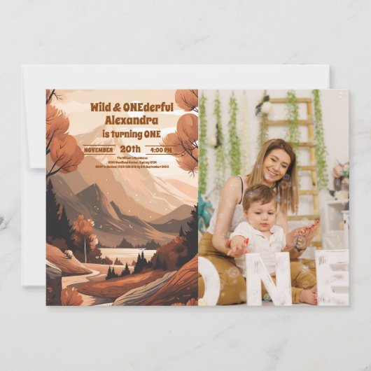 Rustieke bergbos Foto 1e verjaardag Kaart (Voorkant)