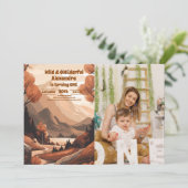 Rustieke bergbos Foto 1e verjaardag Kaart (Staand voorkant)