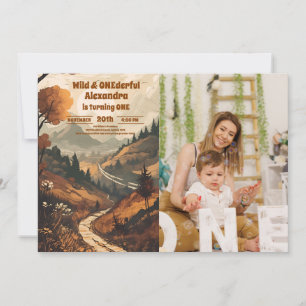 Rustieke bergbos Foto 1e verjaardag Kaart