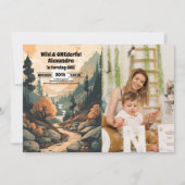 Rustieke bergbos Foto 1e verjaardag Kaart (Voorkant)