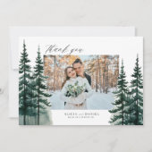 Rustieke bergbos foto bruiloft bedankkaart (Voorkant)