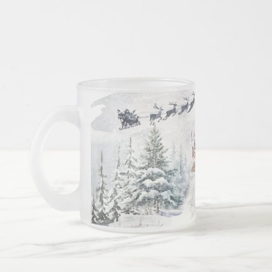 Rustieke Bergbos Kerst Cabine Scène Matglas Koffiemok (Links)