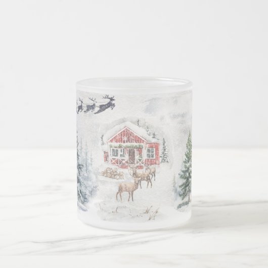 Rustieke Bergbos Kerst Cabine Scène Matglas Koffiemok (Center)